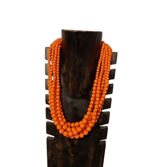 MULTI STRANDS CORAL HAND BEADED NECKLACE - Picture 1 of 4